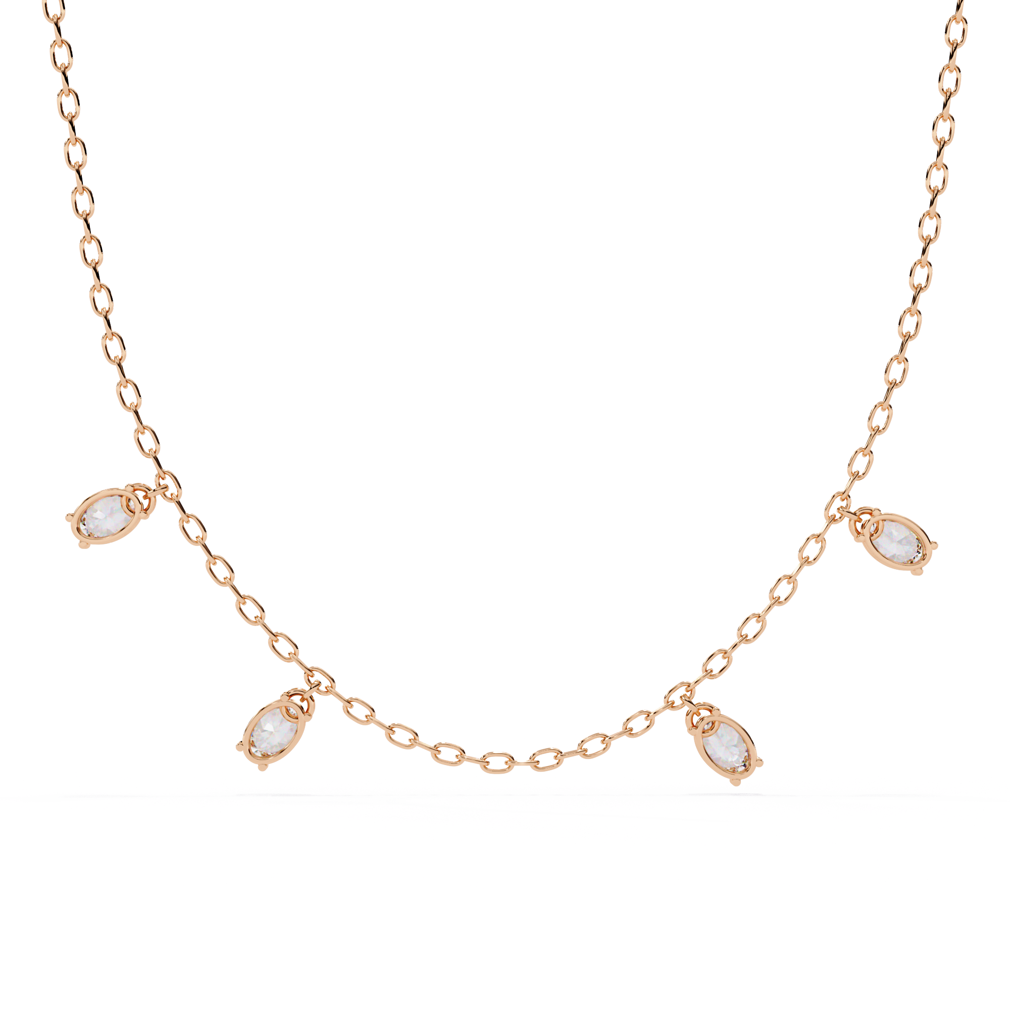 Solitairekart 1.45ct Four Bezel Set Oval Cut Natural Diamond Necklace-HI Color, VS-SI Clarity